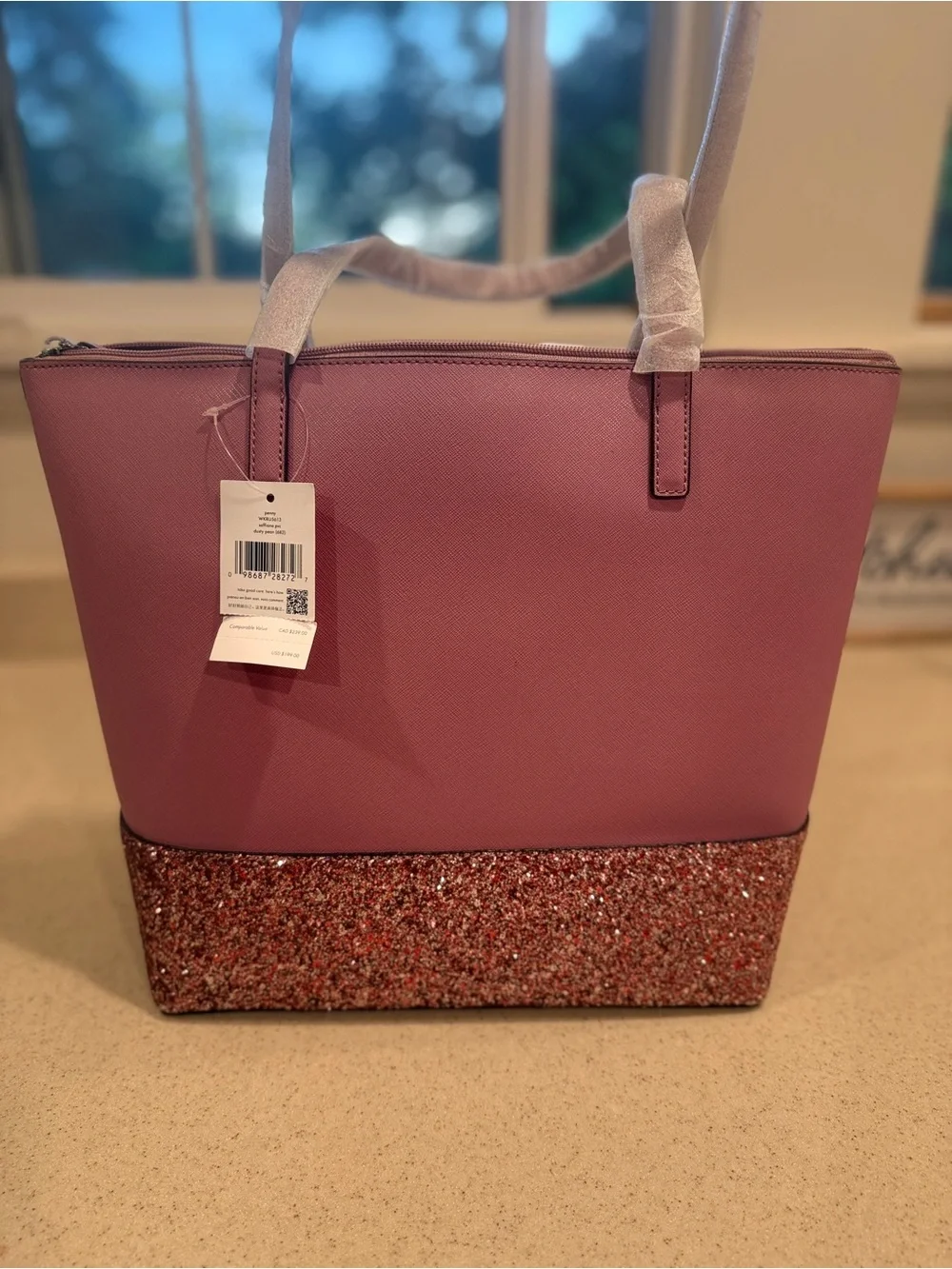 kate spade Rose Pink Tote with Glitter Base